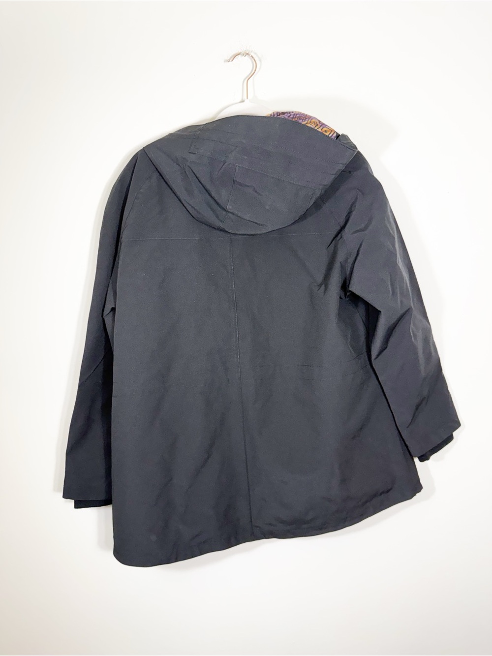 NWOT Pendleton Womens Black Hooded Rain Jacket Harding Pattern Lining Large - Picture 3 of 6